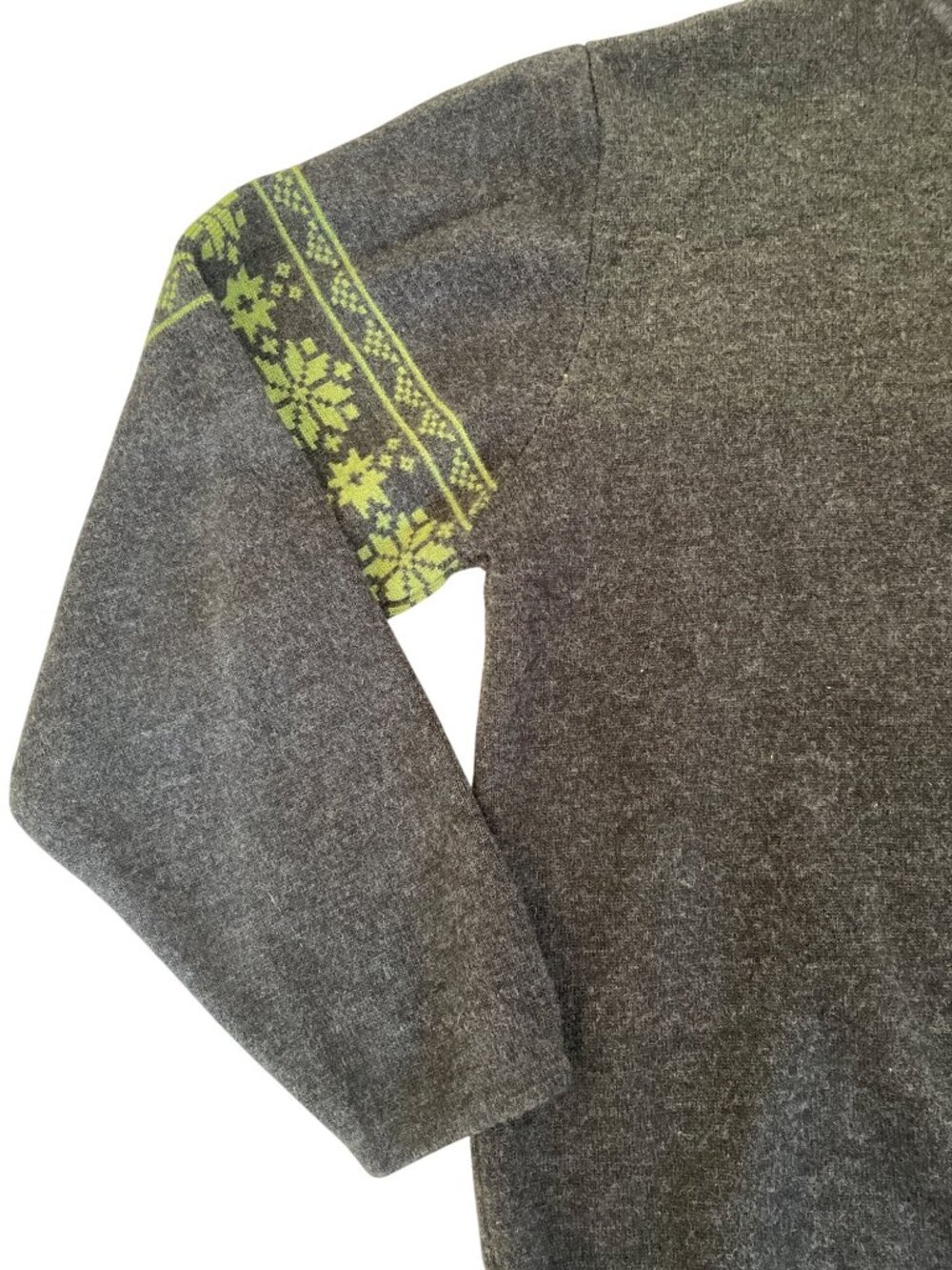 Neve Fair Isle Wool 1/4 Zip Pullover Sweater Nordic Gray Winter Ski Women's XL - Picture 3 of 10